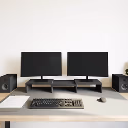 vidaXL Monitor Stand Adjustable Black Oak 60x24x10.5 cm Engineered Wood