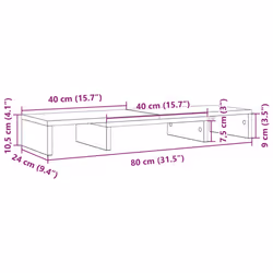 vidaXL Monitor Stand Riser Adjustable Black Oak 80x24x10.5 cm