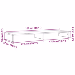 vidaXL Monitor Stand Black Oak 100x27x10 cm Engineered Wood monitor riser