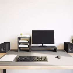 vidaXL Monitor Stand with Desk Organiser Black Oak Engineered Wood