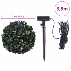 vidaXL Artificial Boxwood Balls with LED Lights 4 pcs Green 12 cm - Additional view 8