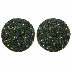 vidaXL Artificial Boxwood Balls with LED Lights 2 pcs Green 52 cm