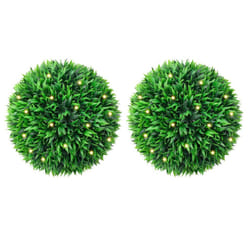 vidaXL Artificial Boxwood Balls with LED Lights 2 pcs Green 38 cm