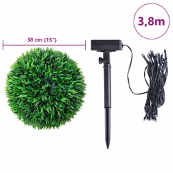 vidaXL Artificial Boxwood Balls with LED Lights 2 pcs Green 38 cm
