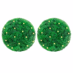 vidaXL Artificial Boxwood Balls with LED Lights 2 pcs Green 22 cm