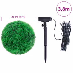 vidaXL Artificial Boxwood Balls with LED Lights 2 pcs Green 22 cm