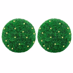 vidaXL Artificial Boxwood Balls with LED Lights 2 pcs Green 45 cm