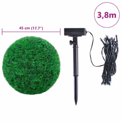 vidaXL Artificial Boxwood Balls with LED Lights 2 pcs Green 45 cm - Additional view 8