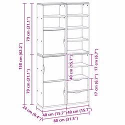 vidaXL Side Cabinets 4 pcs "ODDA" White 40x24x79 cm Solid Wood Pine cabinet - Additional view 3