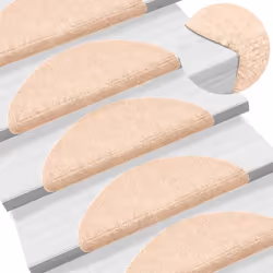 vidaXL Self-adhesive Stair Mats Decoration Stair Protector Anti-slip Stair Rug - cream, 56 x 17 x 3 cm/ 20 pcs - Additional view 4