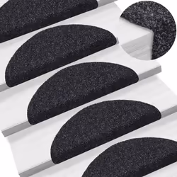 vidaXL Self-adhesive Stair Mats Decoration Stair Protector Anti-slip Stair Rug - black, 56 x 17 x 3 cm/ 20 pcs - Additional view 4