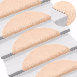 vidaXL Self-adhesive Stair Mats Decoration Stair Protector Anti-slip Stair Rug - beige, 56 x 17 x 3 cm/ 30 pcs - Additional view 4