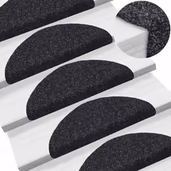 vidaXL Self-adhesive Stair Mats Decoration Stair Protector Anti-slip Stair Rug - black, 56 x 17 x 3 cm/ 30 pcs - Additional view 4