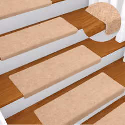 vidaXL Stair Mats Carpet Stair Treads Decor Stair Step Protector Needle Punch - cream, 30 pcs - Additional view 4