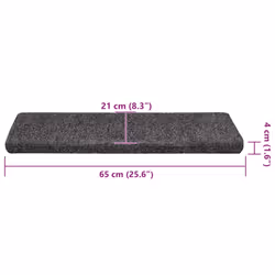 vidaXL Stair Mats Self-adhesive 30 pcs Grey 65x21x4 cm stair tread - Additional view 7