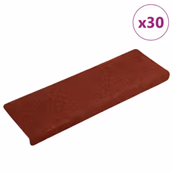 vidaXL Stair Mats Carpet Stair Treads Decor Stair Step Protector Needle Punch - red, 30 pcs