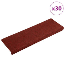 vidaXL Stair Mats Carpet Stair Treads Decor Stair Step Protector Needle Punch - red, 30 pcs