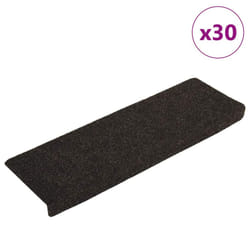 vidaXL Stair Mats Carpet Stair Treads Decor Stair Step Protector Needle Punch - dark brown, 30 pcs