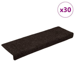vidaXL Stair Mats Carpet Stair Treads Decor Stair Step Protector Needle Punch - brown, 30 pcs