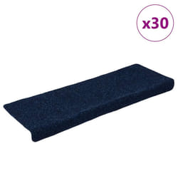 vidaXL Stair Mats Carpet Stair Treads Decor Stair Step Protector Needle Punch - navy, 30 pcs