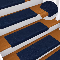 vidaXL Stair Mats Carpet Stair Treads Decor Stair Step Protector Needle Punch - navy, 30 pcs - Additional view 4
