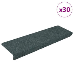 vidaXL Stair Mats Carpet Stair Treads Decor Stair Step Protector Needle Punch - green, 30 pcs
