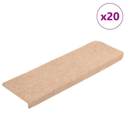 vidaXL Stair Mats Carpet Stair Treads Decor Stair Step Protector Needle Punch - cream, 20 pcs