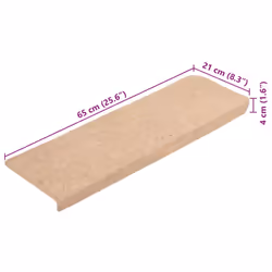 vidaXL Stair Mats Carpet Stair Treads Decor Stair Step Protector Needle Punch - cream, 20 pcs - Additional view 7