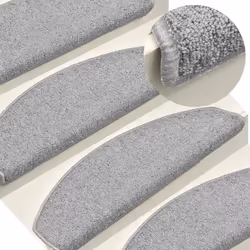 vidaXL Carpet Stair Treads Dark Green Stair Step Rug Protection Home Decor - light grey, 65 x 24 x 4 cm/ 30 pcs - Additional view 4