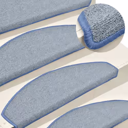 vidaXL Carpet Stair Treads Dark Green Stair Step Rug Protection Home Decor - light grey and blue, 65 x 24 x 4 cm/ 30 pcs - Additional view 4
