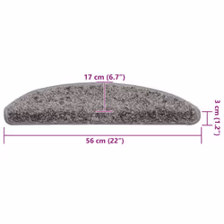 vidaXL Stair Mats Home Decorative Stair Step Rug Carpet Protector Tread Mat - grey, 56 x 17 x 3 cm/ 30 pcs - Additional view 3