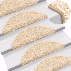 vidaXL Stair Mats Home Decorative Stair Step Rug Carpet Protector Tread Mat - cream, 56 x 17 x 3 cm/ 30 pcs - Additional view 4