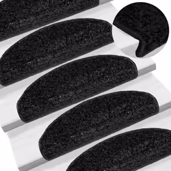 vidaXL Stair Mats Home Decorative Stair Step Rug Carpet Protector Tread Mat - black, 65 x 21 x 4 cm/ 30 pcs - Additional view 4