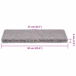 vidaXL Carpet Stair Treads Decorative Stair Step Protector Rug Stair Mats - grey, 65 x 21 x 4 cm/ 30 pcs - Additional view 7