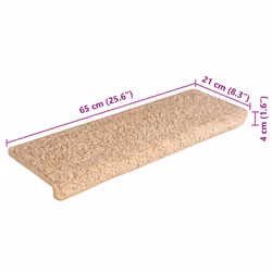 vidaXL Carpet Stair Treads Decorative Stair Step Protector Rug Stair Mats - gold, 65 x 21 x 4 cm/ 30 pcs