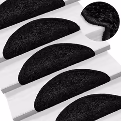vidaXL Stair Mats Home Decorative Stair Step Rug Carpet Protector Tread Mat - black, 56 x 17 x 3 cm/ 20 pcs - Additional view 4