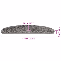 vidaXL Stair Mats Home Decorative Stair Step Rug Carpet Protector Tread Mat - grey, 65 x 21 x 4 cm/ 20 pcs - Additional view 3