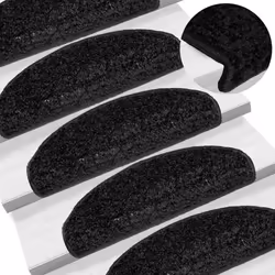 vidaXL Stair Mats Home Decorative Stair Step Rug Carpet Protector Tread Mat - black, 65 x 21 x 4 cm/ 20 pcs - Additional view 4