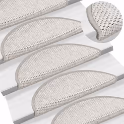vidaXL Self-adhesive Stair Mats Stair Treads Protector Rug Sisal-Look 15 pcs - platina, 56 x 17 x 3 cm/ 30 pcs - Additional view 5