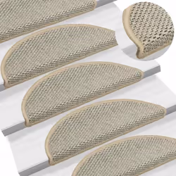 vidaXL Self-adhesive Stair Mats Stair Treads Protector Rug Sisal-Look 15 pcs - light green, 56 x 17 x 3 cm/ 30 pcs - Additional view 5