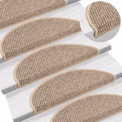 vidaXL Self-adhesive Stair Mats Stair Treads Protector Rug Sisal-Look 15 pcs - dark beige, 56 x 17 x 3 cm/ 30 pcs - Additional view 5