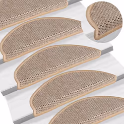 vidaXL Self-adhesive Stair Mats Stair Treads Protector Rug Sisal-Look 15 pcs - light beige, 56 x 17 x 3 cm/ 30 pcs - Additional view 5