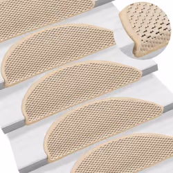 vidaXL Self-adhesive Stair Mats Stair Treads Protector Rug Sisal-Look 15 pcs - berber, 56 x 17 x 3 cm/ 30 pcs - Additional view 5