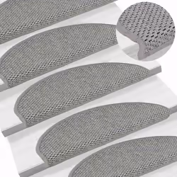 vidaXL Self-adhesive Stair Mats Stair Treads Protector Rug Sisal-Look 15 pcs - silver, 65 x 21 x 4 cm/ 30 pcs - Additional view 5