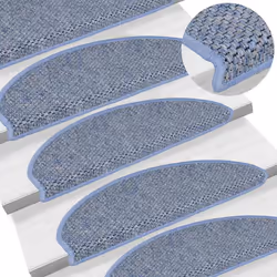 vidaXL Self-adhesive Stair Mats Stair Treads Protector Rug Sisal-Look 15 pcs - blue, 65 x 21 x 4 cm/ 30 pcs - Additional view 5