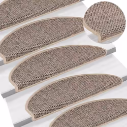 vidaXL Self-adhesive Stair Mats Stair Treads Protector Rug Sisal-Look 15 pcs - dark beige, 65 x 21 x 4 cm/ 30 pcs - Additional view 5