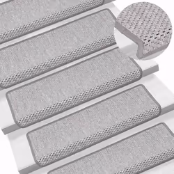 vidaXL Self-adhesive Stair Mats Stair Treads Protector Rug Sisal-Look 15 pcs - platina - Additional view 5