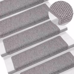 vidaXL Self-adhesive Stair Mats Stair Treads Protector Rug Sisal-Look 15 pcs - silver - Additional view 5