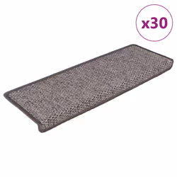 vidaXL Self-adhesive Stair Mats Stair Treads Protector Rug Sisal-Look 15 pcs - grey and beige