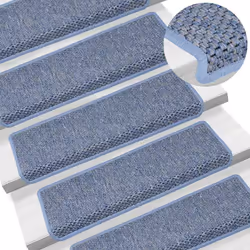vidaXL Self-adhesive Stair Mats Stair Treads Protector Rug Sisal-Look 15 pcs - blue - Additional view 5